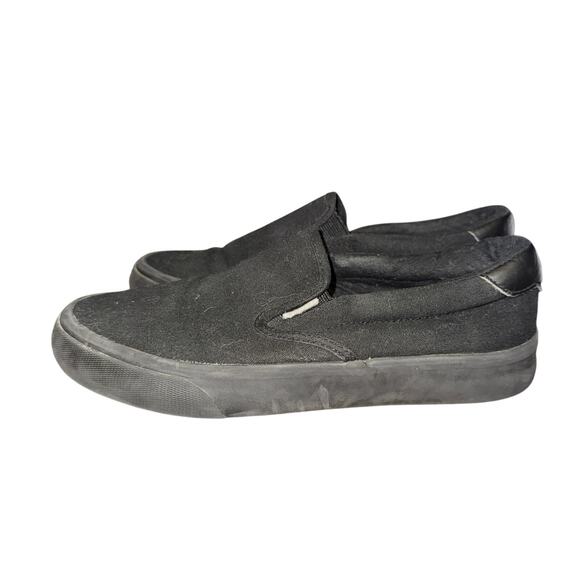 Lugz Clipper Sneakers Women's Size 7 Black Canvas Leather Slip On Shoes - Picture 1 of 8